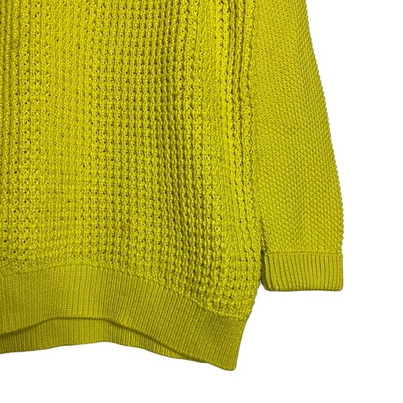 Topshop Chunky Waffle Knit Long Raglan Sleeves Crewneck Bright Yellow Sweater 6 - Picture 8 of 15